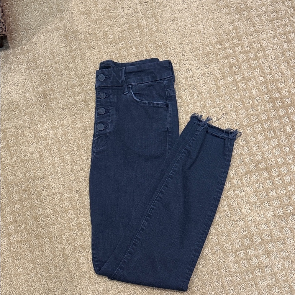 MOTHER Black Pixie Ankle Fray Jeans